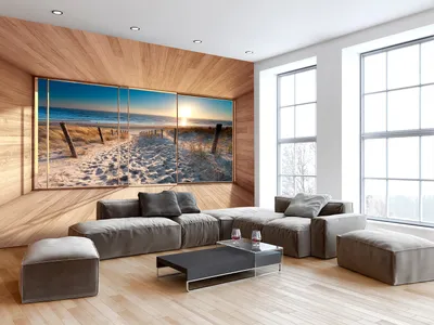 Produktbild von Vlies Fototapete Ausblick auf Strand und Meer 400x280 cm Tapeten Wandtapete XXL Natur Landschaft Sonne c-C-0067-a-b