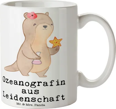 Produktbild von Mr. & Mrs. Panda Pott Ozeanografin Leidenschaft - Weiß - Geschenk, Tasse, Witzig, Naturwissenschaftler, Teetasse, Kaffeetasse, Trinkbecher, Dekotasse, Studium, Spruch