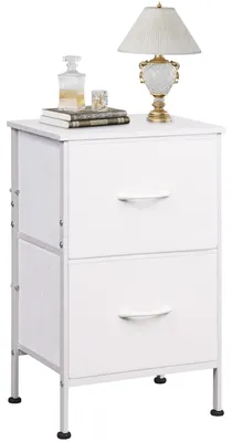 Produktbild von Kommode mit 2 Schubladen, Kommode Schlafzimmer Wohnzimmer Flur, Nachtschrank mit Metallrahmen, Schubladenschrank Aufbewahrungsschrank Stoffkommode