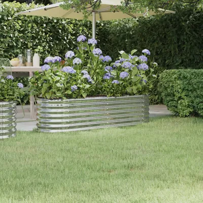 Produktbild von The Living Store Hochbeet Pulverbeschichteter Stahl 152x40x36 cm Silbern