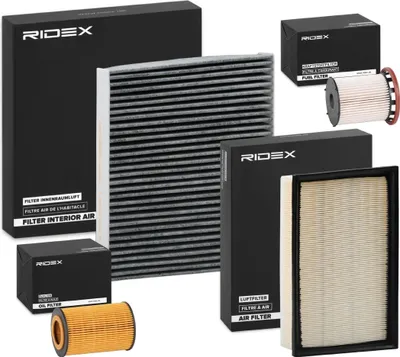 Produktbild von RIDEX Filterset Inspektionspaket Filtersatz für VW Golf VII Schrägheck (5G1, BQ1, BE1, BE2) Passat Variant (3G5, CB5) Golf VII Variant (BA5, BV5)