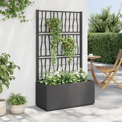 Zdjęcie produktu dla vidaXL Sadzarka z kratką Ciemnoszara 80x36x140 cm PP