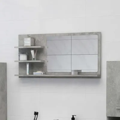 Obrázek produktu pro Koupelnové zrcadlo betonově šedé 90x10,5x45 cm odvozené dřevo výrobek