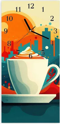 Produktbild von Wanduhr aus Glas mit Motiv Kaffee Am Abend- 30 x 60 cm - inkl. Aufhängesystem