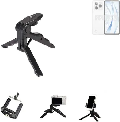 Produktbild von K-S-Trade Stativ Tisch-Ständer Dreibein Handy-Stativ Ständer kompatibel mit Lava Yuva 3 Mini-Stativ Smartphone Tripod Handy-Stativ aus Plastik