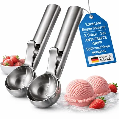 Produktbild von Eisportionierer 2er Set Eislöffel mit Auswerfer Eiscreme Eis Speiseeis Löffel