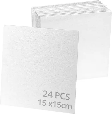 Imagen del producto de Mini lienzos de 15x15 cm, con un grosor de 3 mm, paquete de 24 unidades, aptos para pinturas acrílicas y al óleo