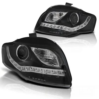 Produktbild von LED Tagfahrlicht Design Scheinwerfer passend für Audi A4 B7 05-08 schwarz