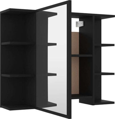 vidaXL 3-tlg. Badmöbel-Set Schwarz Holzwerkstoff