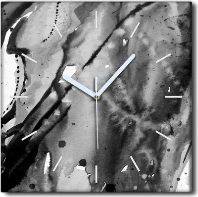 Produktbild von Coloray Uhr auf Leinwand 30x30 cm Wand Uhr Dekoration Wohnzimmer Segeltuch weiße Zeiger -Abstraktion Aquarell