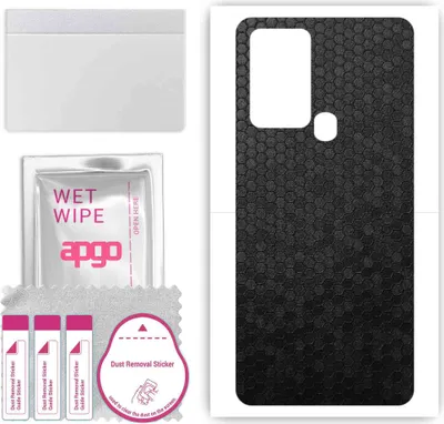 Produktbild von apgo Rückseite Schutzfolie, Skin, kompatibel mit Oukitel C33, Hinten Displayschutzfolie aus Vinylfolie, kratzfest, einfache Montage - Schwarze Honigwabe