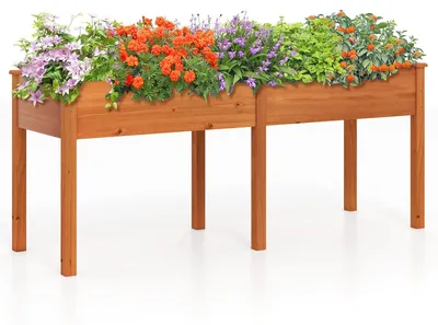Image de Pot à fleurs - Jardinière - Bac potager - Bac de jardin - Bac de culture - Bac en bois surélevé, dimensions 184x58x77 cm
