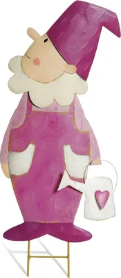 Produktbild von Großer pinker Gartenzwerg ca. 60 cm – Wetterfeste Gartenfigur mit stabilem Erdspieß