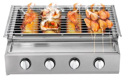 Zdjęcie produktu dla 4-palnikowy grill stołowy Grill ogrodowy Grill gazowy LPG Grill stołowy z regulacją wysokości