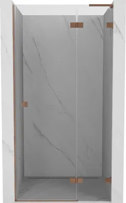Image de Mexen Lunar L Porte de douche battante droite 125 cm, transparente, cuivre brossé - 834L-125-000-65-00-P