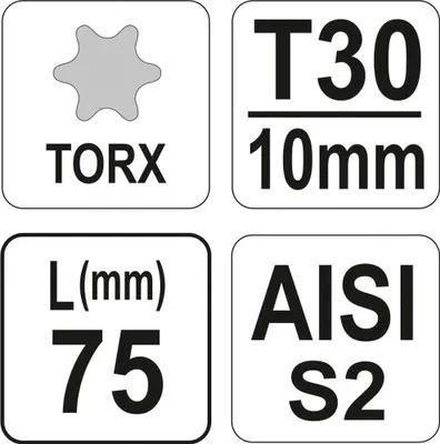 Obrázok produktu pre Yato YT-04052, 1 kusov, Torx, T30, Chrómovo-vanádová oceľ, 75 mm