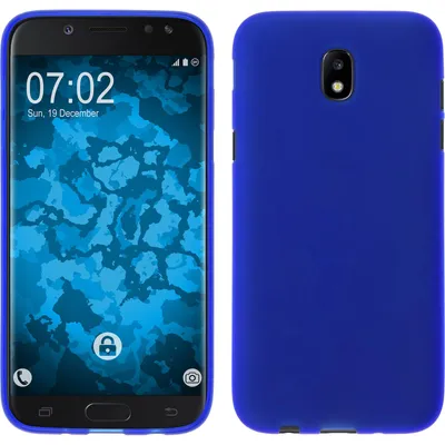Produktbild von PhoneNatic Case kompatibel mit Samsung Galaxy J5 2017 - blau Silikon Hülle matt + 2 Schutzfolien