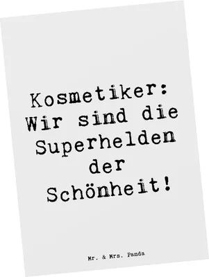 Produktbild von Mr. & Mrs. Panda Grußkarte Spruch Kosmetiker Helden - Weiß - Geschenk, Kosmetikexpertin, Kosmetikbranche, Postkarten, einzelkarte, Postkarte, Beruf, Fotokarte, Berufe