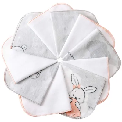 Produktbild von 10er Set Baby Moltontücher Baby aus Baumwolle zur Babypflege - Mehrweg Waschlappen wiederverwendbar und waschbar 25x25cm