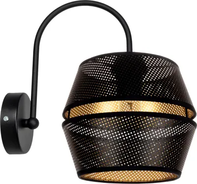 Produktbild von Wandlampe Metall E27 in Schwarz Gold Wandleuchte