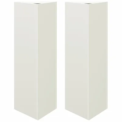 Image de vidaXL Bac à plantes 2 pcs. Blanc Triangulaire 30x26x75 cm Acier