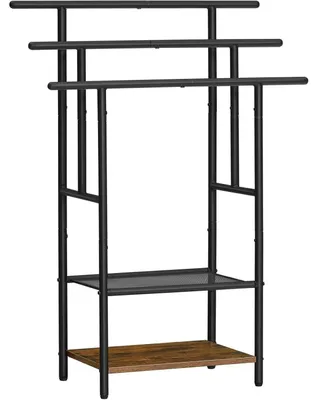 Immagine prodotto di Portasciugamani da pavimento con 3 barre porta asciugamani e 2 ripiani, salvaspazio, color marrone scuro/nero