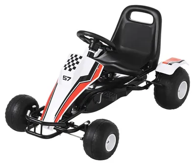 Produktbild von Kinder Go-Kart - Pedalauto - 4 Räder - Metallrahmen - ohne Motor - für Kinder ab 14 Jahren - weiß