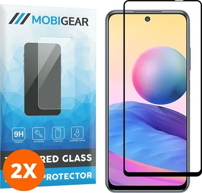 Produktbild von Mobigear Premium 4.99 Xiaomi Redmi Note 10 5G Panzerglas Gehärtetes Glas Displayschutz - Hüllenfreundlich - Schwarz (2er Pack)
