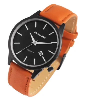 Produktbild von Herrenuhr Kunstleder EX0567 silberfarbig, Datumsanzeige