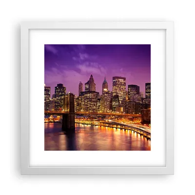 Produktbild von Gerahmtes Poster - Weißer Rahmen - New york nacht brooklyn brücke - 30x30 cm - Wand Bild - Wanddeko - Wandbilder - Wandposter - Bilderrahmen - Bilder - Kunstdruck - Wandbild - P2WAC30x30-2660