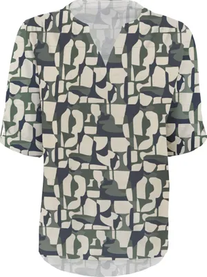 Produktbild von Stooker Women MARIE PRINT Damen Shirt 3/4-Arm Regular Fit 36/38 green aop