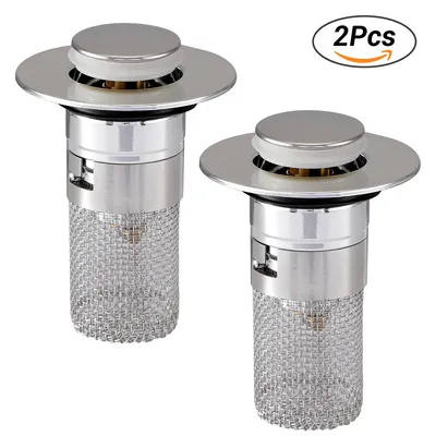 Produktbild von 2x Edelstahl Waschbeckenstöpsel Pop Up Bodenablauf Filter Waschbecken Stöpse