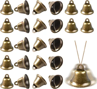 Productafbeelding van Belletjes om te knutselen - Set van 24 - 3,8 cm kleine belletjes - Bronzen vintage klokken - DIY feestelijke decoratie