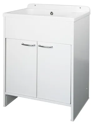 Immagine prodotto di Lavabo in PVC salvaspazio con scarico, dimensioni 58 x 38 x 85 cm