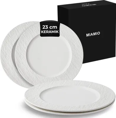 Immagine prodotto di MIAMIO - Set di 4 piatti in Vetroceramica per 4 persone - Collezione Oasis 23 cm Bianco