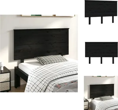 Produktbild von vidaXL Kopfteil Schwarz 124x6x82,5 cm Massivholz Kiefer -  Kopf- & Fußenden