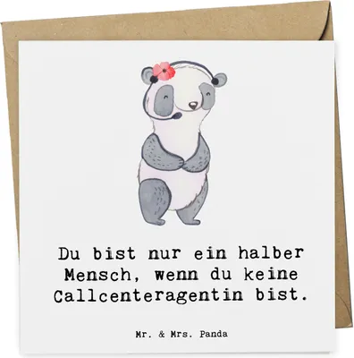 Produktbild von Mr. & Mrs. Panda Grußkarte Callcenteragentin Herz - Weiß - Geschenk, Lustig, Spruch, faltkarte, Glückwunschkarte, Customer Service, Klappkarte, Witzig, doppelkarte