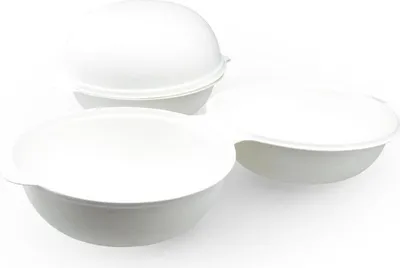 Produktbild von Hamburger-Box aus Zuckerrohr in Weiss, ⌀ 150 mm x h 95 mm , 20 Stück