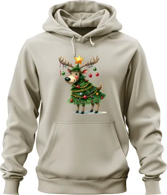 Produktbild von Weihnachtsrentier Weihnachtsbaum Stern Kugeln lustig Geschenk Uni Hoodie Kapuzenpullover, Natur, S