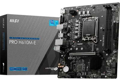 Image de MSI PRO H610M-E, Intel, LGA 1700, Intel® Celeron®, Intel® Core™ i3, Intel® Core™ i5, Intel® Core™ i7, Intel® Core™ i9,..., LGA 1700, DDR5-SDRAM, 96 Go