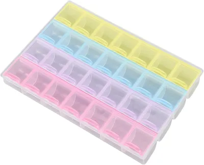 Imagen del producto de Caja de almacenamiento de plástico con 28 compartimentos, de 21,5 x 16 x 2 cm, para material de manualidades