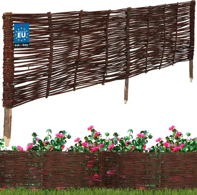 Immagine prodotto di KOTARBAU® Staccionata in Legno per Giardino Recinzione in Vimini 120x40 cm Marrone Staccionata Giardino Esterno Steccato in Legno