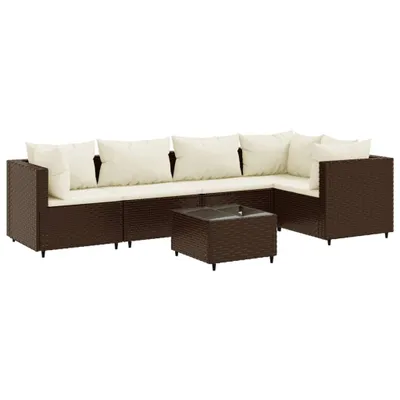 Produktbild von 6-tlg. Garten-Lounge-Set mit Kissen Braun Poly Rattan