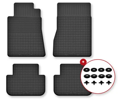 Produktbild von Gummi-Fußmatten für Mercedes E W124 1984-1997 (Coupé) – 4-tlg, Schwarz, Semi-Universal, angepasst – Wielganizator Semi-Universal