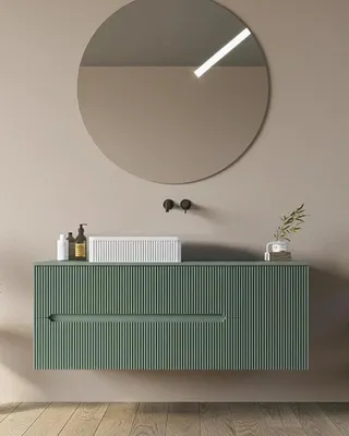 Immagine prodotto di Mobile bagno 100x46 Urbino cannettato verde bosco con anta e lavabo