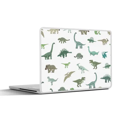 Produktbild von MuchoWow® Laptop Aufkleber Sticker Cover Dinosaurier - Grün - Jungen - Braun - Kind - Muster 30x22 cm - Laptop-Sticker