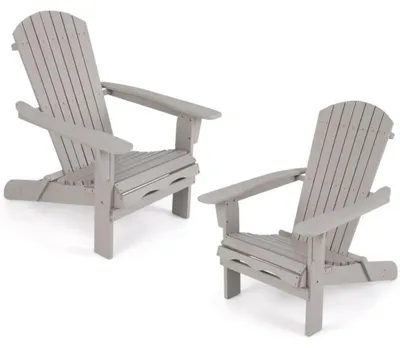 Productafbeelding van Opvouwbare Adirondack tuin stoelen, model NP11799HS-2, draagvermogen 180 kg, set van 2 stuks, grijs
