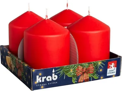 Immagine prodotto di Granchio - candela cilindrica 60 × 80 mm, rosso - 4 pz