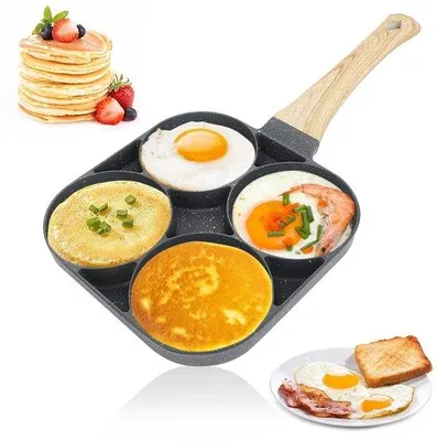 Immagine prodotto di Padella per uova e omelette in bachelite - 4 fori - adatta per piani cottura a induzione e a gas - facile da pulire