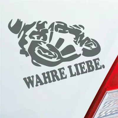 Produktbild von Auto Aufkleber Motorrad Wahre Liebe Moped Bike Mopped JDM 12x10 cm Grau Sticker Heckscheibenaufkleber